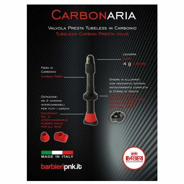 Paire De Valves Tubeless Presta En Carbone Carbonaria Barbieri – Image 3