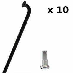 CN-Spoke Rayons Vélo Noirs 2 Mm Avec écrous - Lot De 10 Pièces
